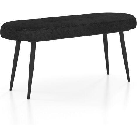 COSTWAY Panca Scarpiera da 113 cm, Panca da Ingresso con Cuscino Imbottito in Spugna e Gambe Metalliche Solide, Panca Fondo Letto per Soggiorno Camera da Letto, Carico 300 kg (Nero) (1/5)
