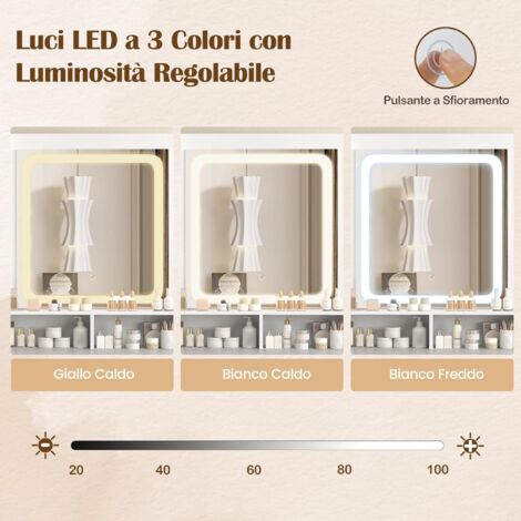 Tavolo Da Trucco Con Specchio Illuminato A LED Touch