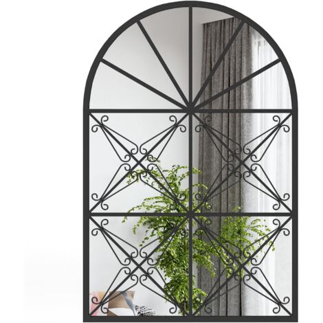 TEHOME Armadietto per medicinali da bagno ad arco nero, 50 x 76 cm, con