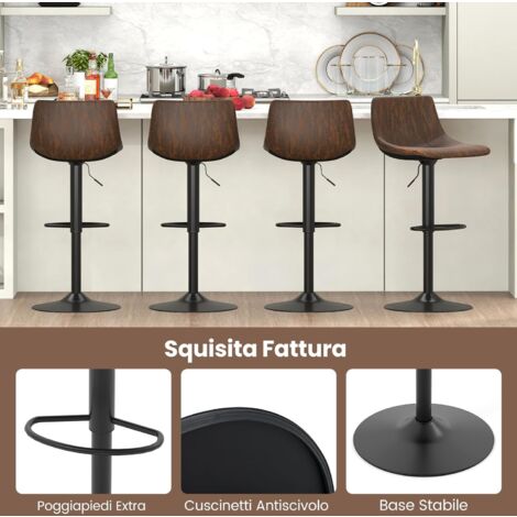 YOUTASTE Set 2 Sgabelli Da Bar Regolabili In Pelle PU – Design Moderno E Girevole Per Cucina
