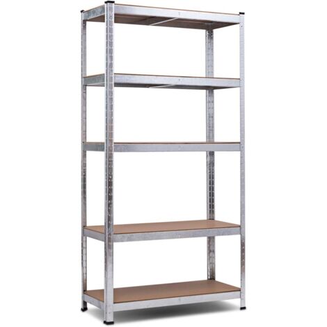 COSTWAY Scaffali per Carichi, Scaffalature a 5 Ripiani, in Metallo e MDF Scaffale, per Garage, Magazzino, Ripostiglio, Portante 875 kg, 90 x 40 x 180 cm (Argento) (1/2)