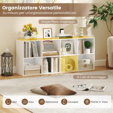Scaffale per libri alto 120cm con ripiani aperti, Libreria geometrica con kit anti-ribaltamento per casa ufficio 5 Colori