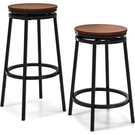 COSTWAY Set di 2 Sgabelli Girevoli e Regolabili in Altezza, Sgabelli da Bar in Metallo e MDF con Poggiapiedi, Mobile per Isola della Cucina, Sala da Pranzo e Salotto, Marrone e Nero