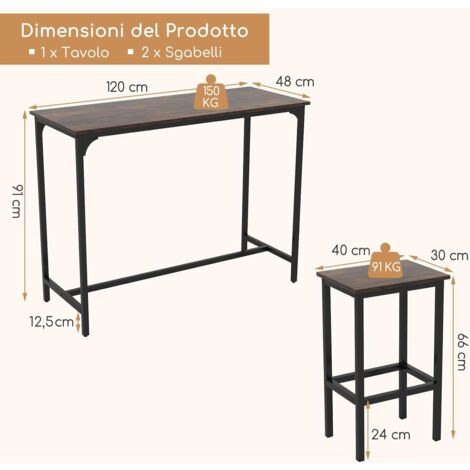 AXI James Tavolo Bar Alto con 4 Sgabelli da bar in alluminio con effetto legno | Tavolo bar da esterno con 4 sgabelli da bar / Giardino | Set Bar da | Leroy Merlin