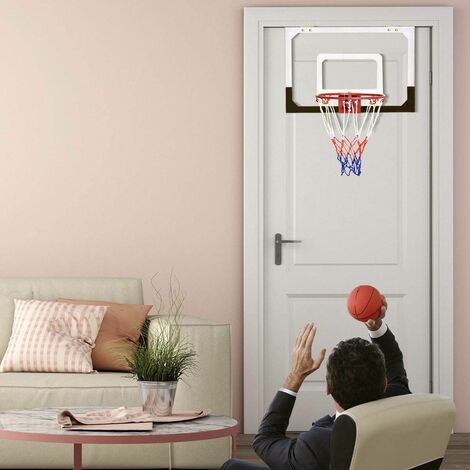 Mini canestro da basket a muro da interno con pallacanestro e pompa  46x30,5cm - Costway