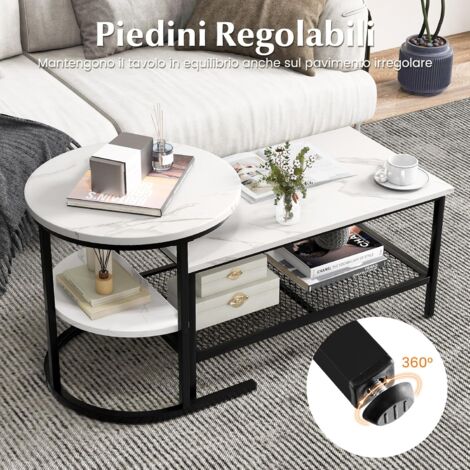 Koville Set 6 Sottobicchieri In Marmo Bianco Namib, 10.9 Cm, Eleganti Per Tavolo E Regalo Casa