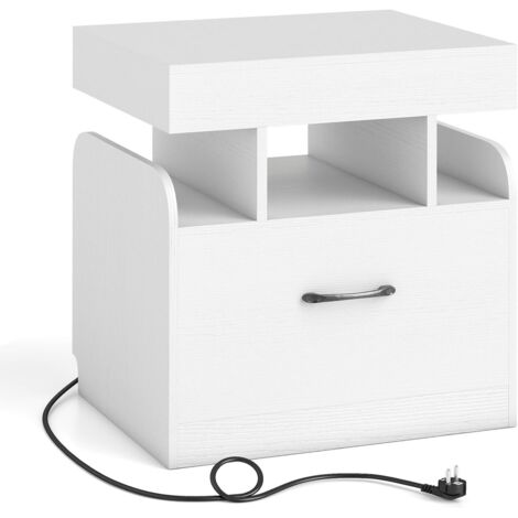 WOLTU 40x60x30 cm Comodino Comodino con 2 cassetti 1 ripiano Tavolino da caffè bianco in tessuto non tessuto per l'organizzatore della camera da letto  1503