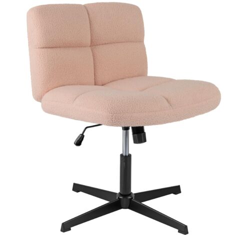 COSTWAY Sedia da Ufficio senza Braccioli, Sedia da Conferenza a Gambe Incrociate, Altezza Regolabile, Rotazione a 360°, Tessuto Morbido, Ampia Seduta Imbottita, per Soggiorno Ufficio (Rosa) (1/5)