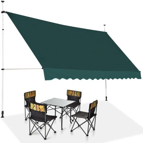 COSTWAY Tenda da Sole per Esterno, Tenda da Sole a Morsetto per Balcone con Struttura Telescopica e Tessuto Resistene ai Raggi Solari, Regolabile in Altezza e in Angolazione (350 cm,Verde) (1/5)
