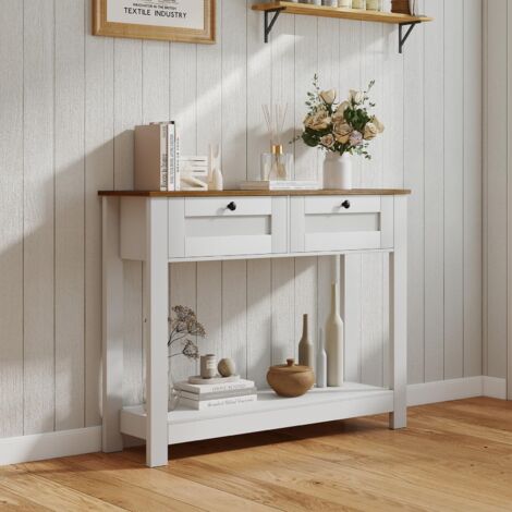 Console D'entrée 2 Tiroirs Blanc Mat – Estea Mobili – Meuble En Bois Design