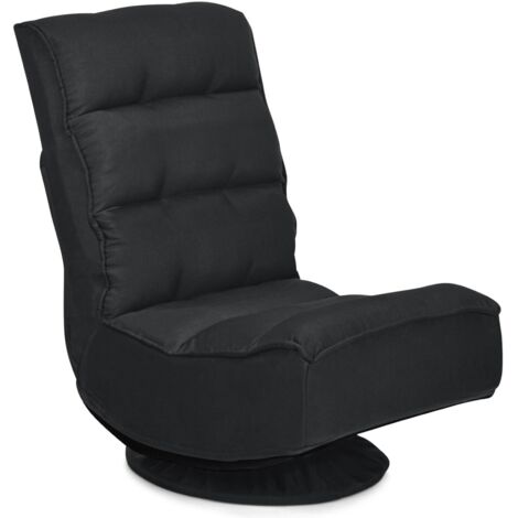COSTWAY Poltrona Relax da Terra Pieghevole Reclinabile Girevole, Poltrone da Divano per Studio Salotto, con Schienale, Ottima per Rilassarti (Nero) (1/5)