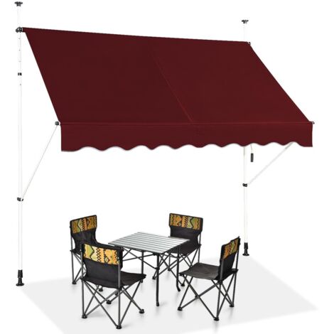COSTWAY Tenda da Sole per Esterno, Tenda da Sole a Morsetto per Balcone con Struttura Telescopica e Tessuto Resistene ai Raggi Solari, Regolabile in Altezza e in Angolazione (200 cm,Rosso) (1/5)