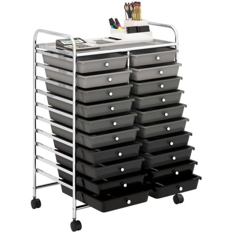 COSTWAY Carrello di Stoccaggio con 20 Cassetti, Carrello portaoggetti con 4 Ruote, Carrello Multiuso per Scuola Ufficio Cucina, 64 x 39 x 88 cm (Nero sfumato) (1/5)