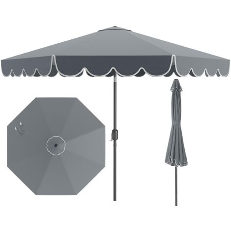 Kingsleeve Ombrellone Da Giardino Decentrato Con LED 300 Cm – Rosso, Con Manovella, Inclinabile, Copertura Idrorepellente, 24 Luci Solari