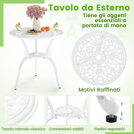 Set Di 2 Sedie Da Giardino In Alluminio Pressofuso Bianco: Robusti E Antiruggine, Con Braccioli E Poggiapiedi Regolabili, Portata 179 Kg