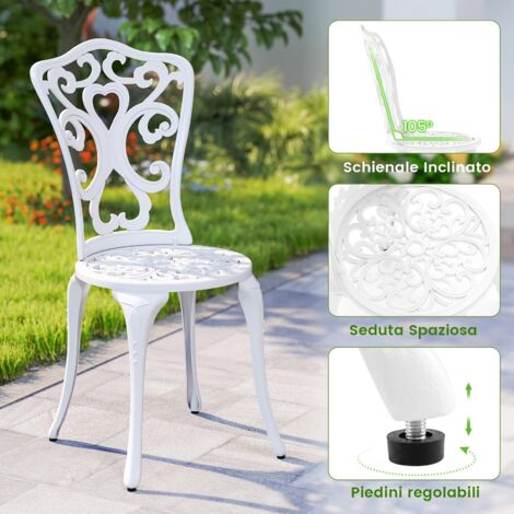 Set di 2 sedie da giardino in alluminio pressofuso, Sedie da pranzo in