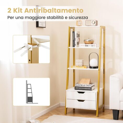SUPERJARE Libreria Tripla A 4 Ripiani 160x25,9x138,7 Cm - Grigio - 11 Ripiani Aperti - 2