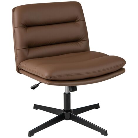 COSTWAY Sedia per Ufficio con Altezza Regolabile, Sedia Girevole con Base ad Incrocio, Sedile e Schienale Confortevoli, Sedia da Visitatori per Camera da Letto, Studio, Portata 150 kg (Marrone)