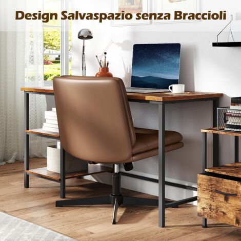 COSTWAY - Sedia Girevole in Velluto, Sedia da Ufficio con