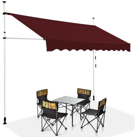 COSTWAY Tenda da Sole per Esterno, Tenda da Sole a Morsetto per Balcone con Struttura Telescopica e Tessuto Resistene ai Raggi Solari, Regolabile in Altezza e in Angolazione (300 cm,Rosso) (1/5)