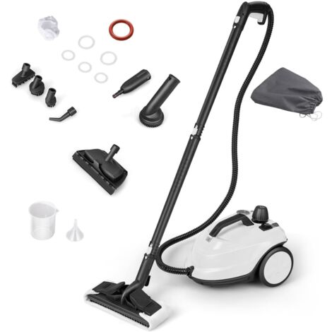 Pulitore a vapore multiuso da 2000 W con 13 accessori e manometri, scopa a vapore con ruote da 5 bar con serbatoio da 1,8 l, bianco