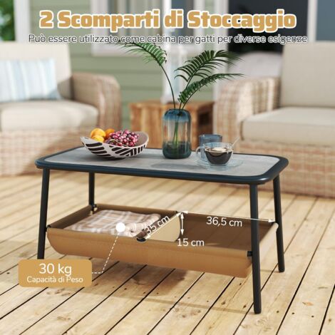 COSTWAY Set Bistro Da Esterno 3 Pezzi – 2 Poltrone Con Cuscini E Tavolino In Vetro Temperato, Rattan PE Intrecciato, Angolo 115° Per Giardino E Balcone