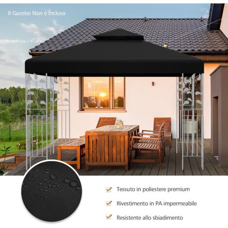 Telo Di Ricambio Per Gazebo Outsunny 4x3 M – Doppio Tetto Con 8 Fori Di Drenaggio, Impermeabile E Traspirante (Colore Caffè)