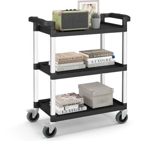 COSTWAY Carrello Portautensili Attrezzi a 3 Livelli, Carrello di Servizio da Officino con Rutoe Bloccabili, Doppie Maniglie e Struttura Robusta in Alluminio, Portata 225kg, per Magazzino e Cucina (1/5)