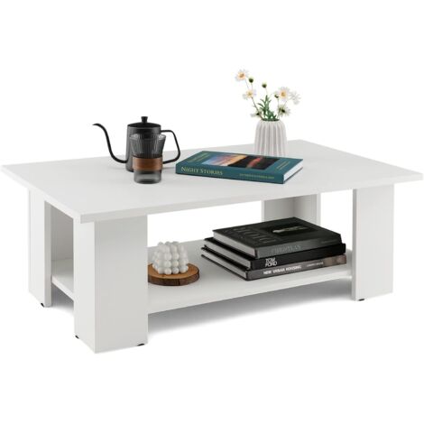 Tavolino Da Caffè Idraulico Regolabile In Altezza, Con LED E APP Bluetooth, Cassetti, 100x50x44 Cm, Nero/bianco - 2