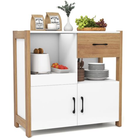 Mobiletto da cucina 82 x 40 x 81 cm, mobiletto moderno in stile rustico con cassetto, ripiano estraibile e 2 ante, credenza per cucina e soggiorno