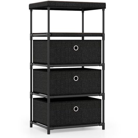 COSTWAY Cassettiere in Tessuto con 3 Cassetti Pieghevole, Comò Camera da Letto con Struttura in Metallo, Armadietto Moderno Salvaspazio per Soggiorno, Ufficio e Corridoio (40 x 30 x 81 cm) (1/5)