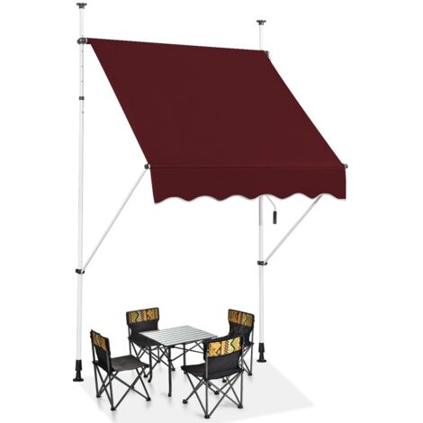 COSTWAY Tenda da Sole per Esterno, Tenda da Sole a Morsetto per Balcone con Struttura Telescopica e Tessuto Resistene ai Raggi Solari, Regolabile in Altezza e in Angolazione (150 cm,Rosso) (1/5)