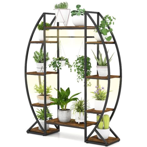 COSTWAY Scaffale Porta Piante da Interno con Luci di Crescita, Scaffale ad Angolo in Metallo a 10 Ripiani, Porta Vasi per Fiori e Piante Multiple, Espositore Decorativo per Soggiorno e Balcone (1/5)