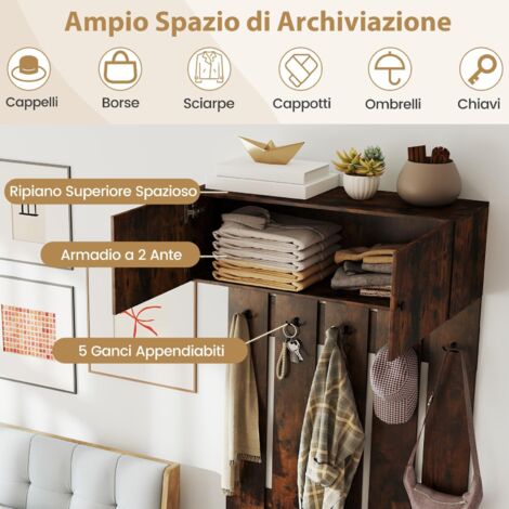 Appendiabiti Da Parete In Legno Di Pino Massello – Stile Rustico Con 2 Ganci. Perfetto Per Ingreso, Bagno O Camera. Colore Bianco.