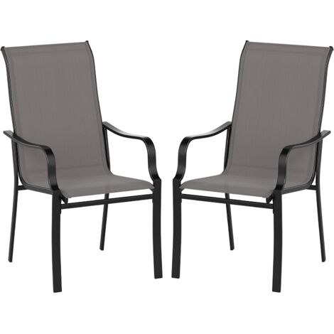 COSTWAY Set di 2/4 Sedie da Pranzo Giardino, Mobile da Pranzo con Schienale Alto, Struttura in Metallo, Poltrona per Esterno Giardio Balcone, Portata 150 kg (1/5)