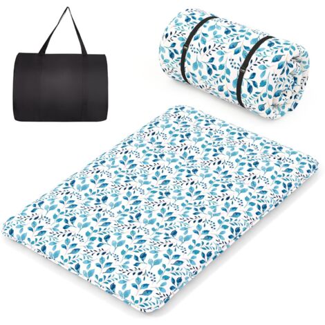 COSTWAY Materasso Futon Pieghevole, Materasso Portatile con Sacca da Trasporto per Camping, Materasso da Terra con Copertura Lavabile (Verde,200 x 140 cm)