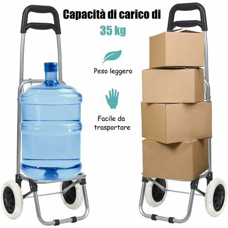 Carrello porta spesa trolley plastica box pieghevole 35kg borsa con 2 ruote nuov 