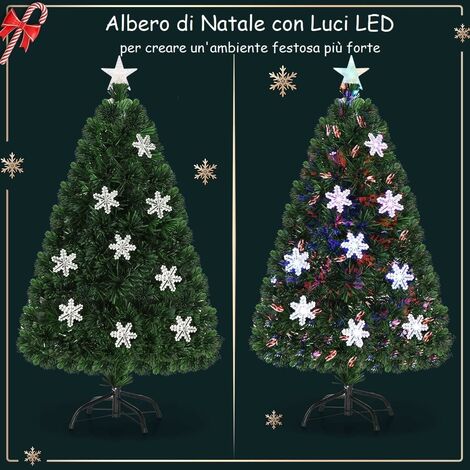 COSTWAY Albero di Natale 120/150/180/210 cm, Albero di Natale Realistico con  Rami Densi, Fibre Ottiche di Vetro, Luci Neve e Stella e Base Metallica, Albero  di Natale con Luci per Festa (210 cm)