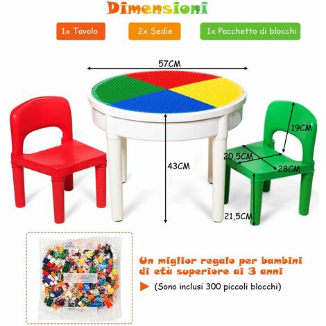 3-in-1 gioco per bambini tavolo compatibile con LEGO DUPLO-BAMBINI TAVOLO CON SEDIA a partire dal 1 