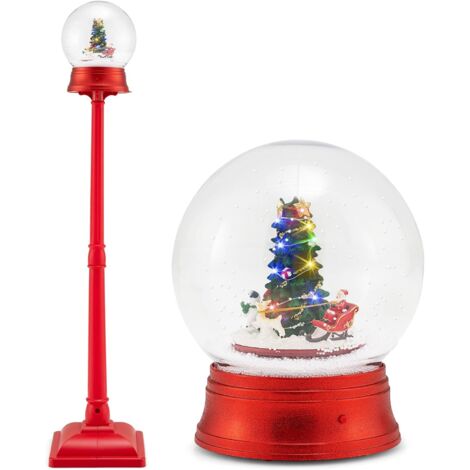 COSTWAY 150 CM Lampione Natalizio Musicale, Lampada Festiva con Lanterna a Globo di Neve Attivata dal Suono, Albero di Natale, Babbo Natale, Soldato e Scatole Regalo (Modello 3) (1/5)
