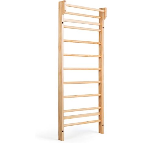COSTWAY Spalliera Svedese Adulti e Bambini, Scala Svedese in Legno a 10 Gradini, Spalliera Palestra e Casa, Carico Massimo 100 kg, 195 x 80 x 14 cm