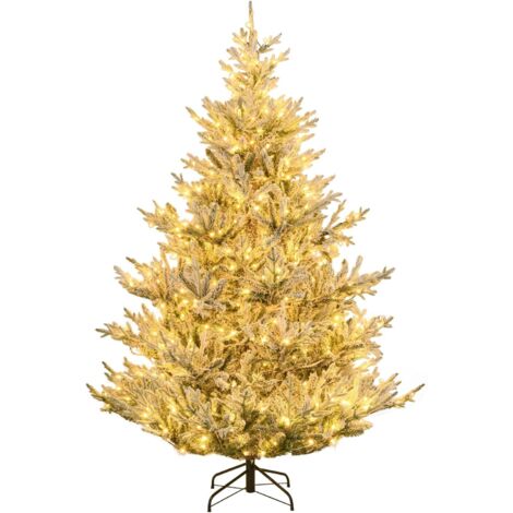 COSTWAY Albero Artificiale Preilluminato 210 cm, Albero di Natale Innevato con 450 Luci LED, 13 Modalità, Timer, Luminosità Regolabile e 1074 Rami, Decorazioni per Casa e Ufficio (210 cm) (1/5)