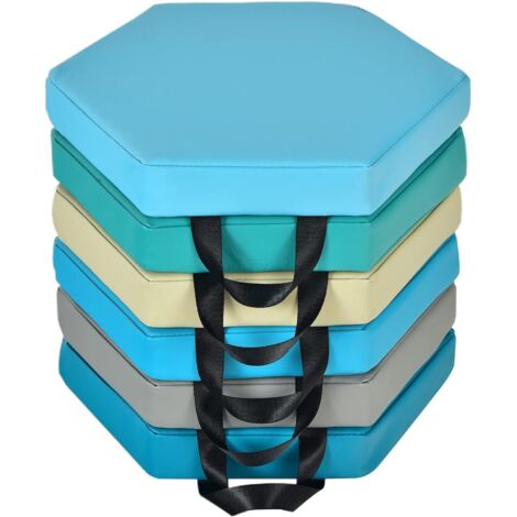 COSTWAY 6 Cuscini Esagonali per Bambini con Maniglie, Imbottitura in Schiuma di 5 cm, Sedili Portatili e Flessibili per Asilo Nido, 38 x 34 cm (Morandi)