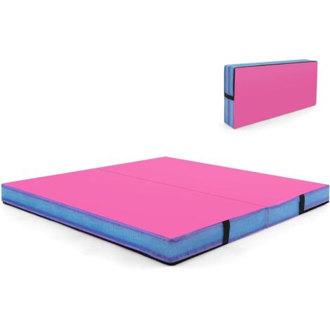 COSTWAY Tappetino FitnessPieghevole, Materassino per Ginnastica e Acrobatica con Rivestimento in Pelle Sintetica e Maniglie, per Esercizi a Casa per Yoga, Stretching e Pilates