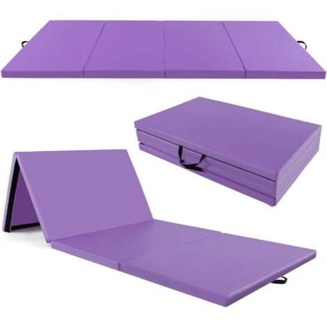 COSTWAY Tappetino Palestra Pieghevole a 4 Pannelli, Tappetino Ginnastica 300 x 117 x 5 CM con Maniglie e Chiusure a Strappo, per Ginnastica, Yoga e Stretching (1/5)