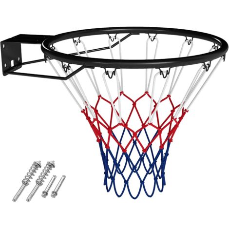 COSTWAY Canestro da Basket da Parete 45 cm, Anello da Pallacanestro da Muro con Doppie Molle e Rete per Tutte Le Stagioni, Cerchio Universale per Canestri da Interno ed Esterno