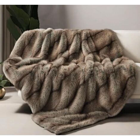 COSTWAY Pelosa per Letto Matrimoniale, Coperta in Pelliccia Sintetica Morbida e Soffice, Plaid di Lusso Spesso Caldo per Letto, Divano, 153 x 203 cm