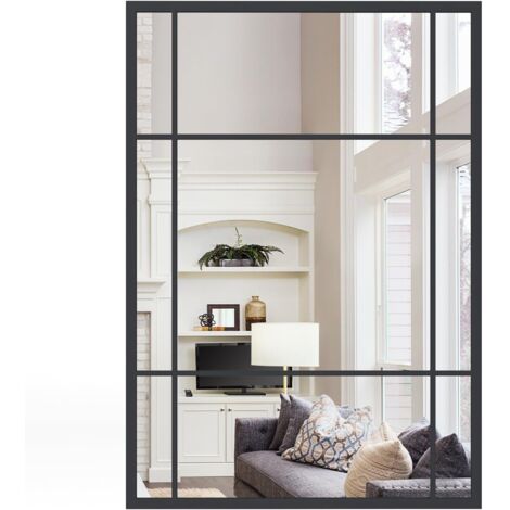 COSTWAY Specchio da Parete, Specchio Rettangolare Decorativo con Cornice in Metallo Antiruggine, Design Infrangibile, per Soggiorno, Caminetto, Orizzontale/Verticale, 100 x 70 cm