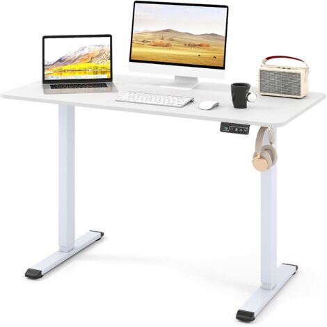 COSTWAY Scrivania Elettrica Regolabile in Altezza 120 x 60 x 73-118 cm, con Funzioni di Memoria e Anti-Collisione, Gancio Laterale e Foro per Cavi, Scrivania in Piedi/Seduti per Ufficio e Casa (1/5)