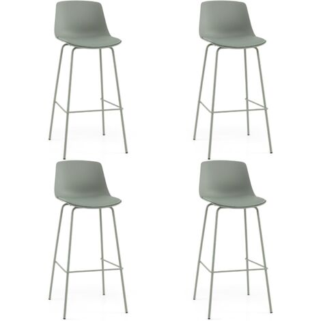 COSTWAY Set di 4 Sgabelli da Bar, Sedie Alte in Ecopelle con Schienale, Sedili Imbottiti Morbidi, Poggiapiedi e Gambe in Metallo, Sgabelli Moderni per Isola Cucina e Sala da Pranzo, Portata 180 kg